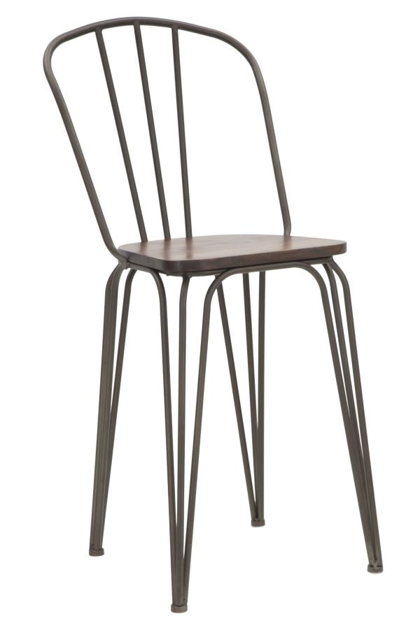 Set 2 scaune de bar din lemn de ulm si metal Harlem Natural / Gri, l54xA45xH102 cm (2)
