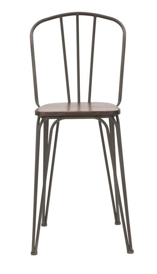 Set 2 scaune de bar din lemn de ulm si metal Harlem Natural / Gri, l54xA45xH102 cm (1)