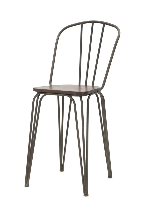 Set 2 scaune de bar din lemn de ulm si metal Harlem Natural / Gri, l54xA45xH102 cm (3)