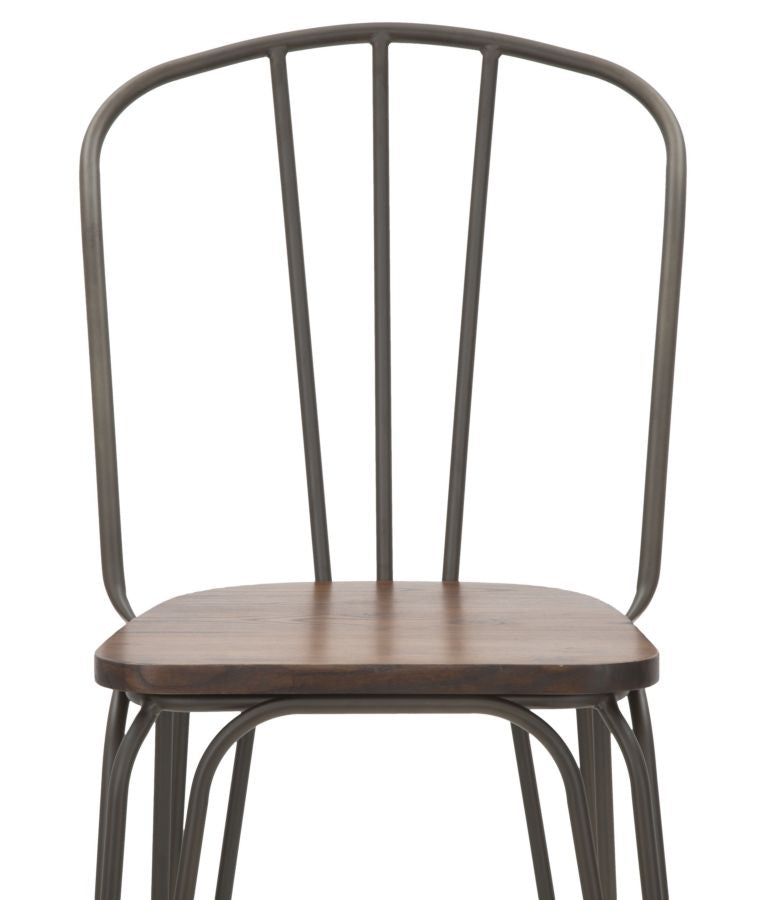 Set 2 scaune de bar din lemn de ulm si metal Harlem Natural / Gri, l54xA45xH102 cm (5)