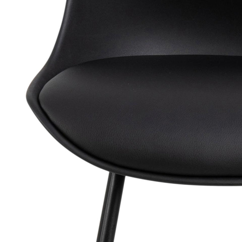 Set 2 scaune de bar din plastic, sezut tapitat cu piele ecologica si picioare metalice, Tina Negru, l43xA49xH94 cm (5)