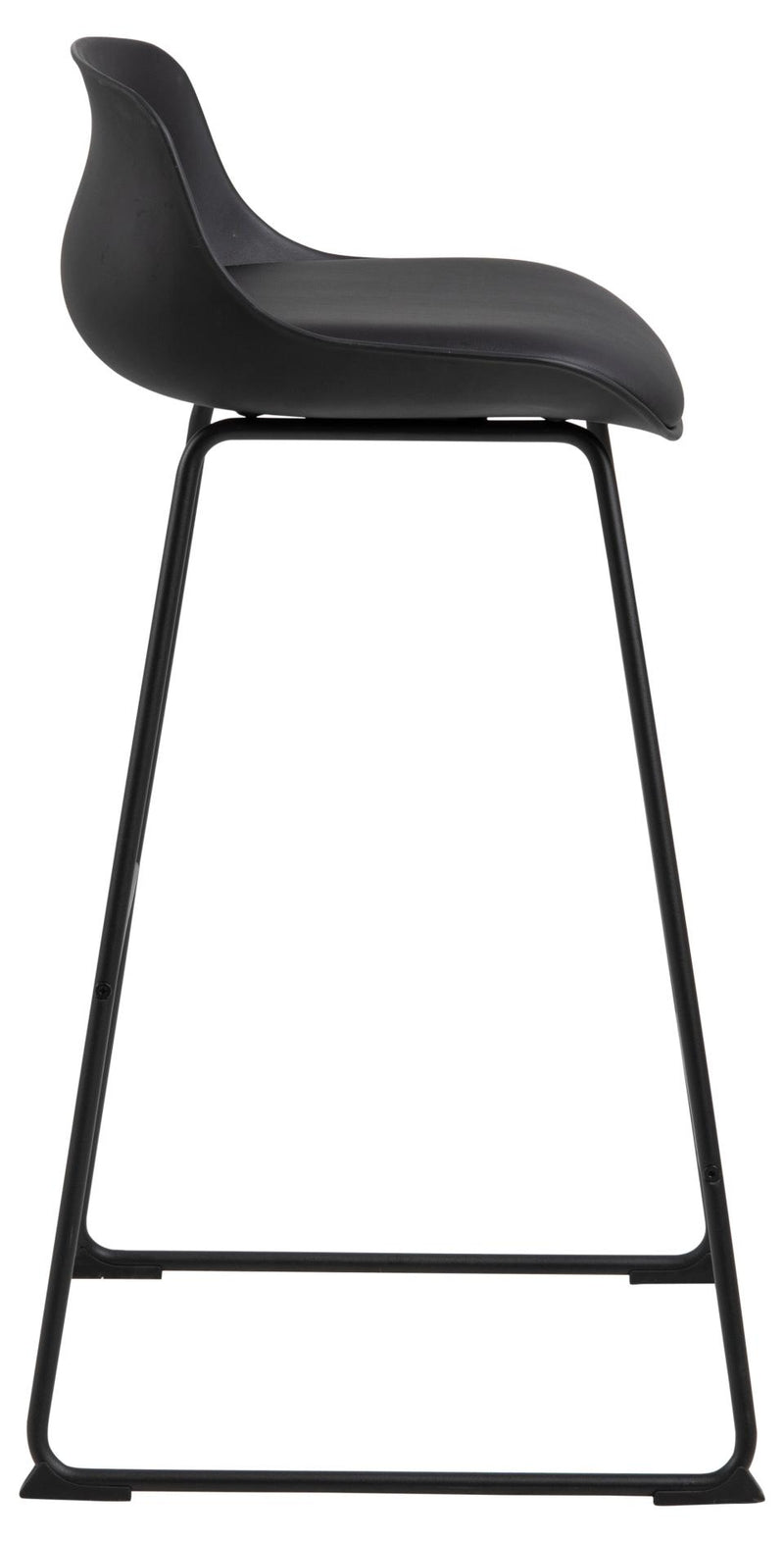 Set 2 scaune de bar din plastic, sezut tapitat cu piele ecologica si picioare metalice, Tina Negru, l43xA49xH94 cm (3)