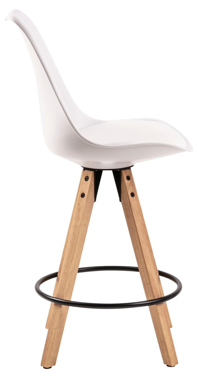 Set 2 scaune de bar din plastic si picioare din lemn de cauciuc Dima Alb / Stejar, l48xA55,5xH101,5 cm (2)