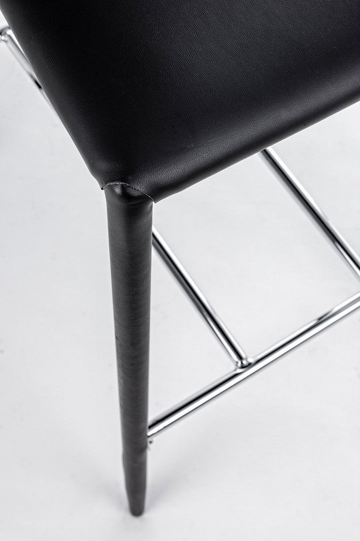 Set 2 scaune de bar din PVC cu picioare metalice, Catherine Negru / Crom, l52xA46xH105 cm (3)