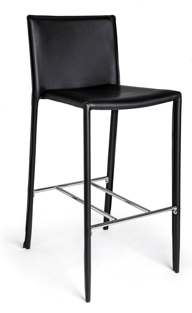 Set 2 scaune de bar din PVC cu picioare metalice, Catherine Negru / Crom, l52xA46xH105 cm (1)