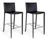 Set 2 scaune de bar din PVC cu picioare metalice, Catherine Negru / Crom, l52xA46xH105 cm