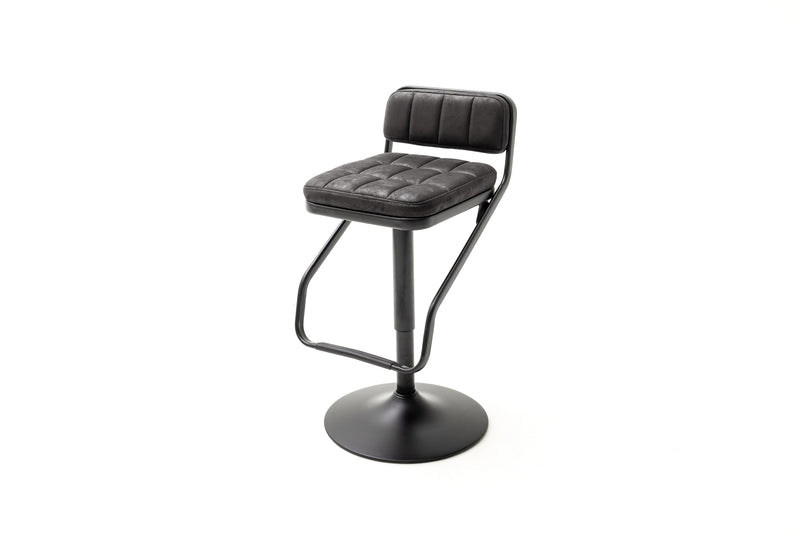 Set 2 scaune de bar rotative tapitate cu stofa si picioare metalice, Dundee Antracit / Negru, l42xA50xH80-102 cm (1)