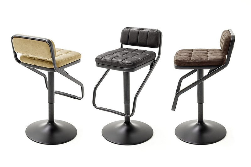Set 2 scaune de bar rotative tapitate cu stofa si picioare metalice, Dundee Antracit / Negru, l42xA50xH80-102 cm (9)