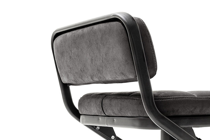 Set 2 scaune de bar rotative tapitate cu stofa si picioare metalice, Dundee Antracit / Negru, l42xA50xH80-102 cm (5)