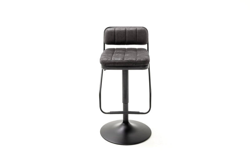 Set 2 scaune de bar rotative tapitate cu stofa si picioare metalice, Dundee Antracit / Negru, l42xA50xH80-102 cm (3)