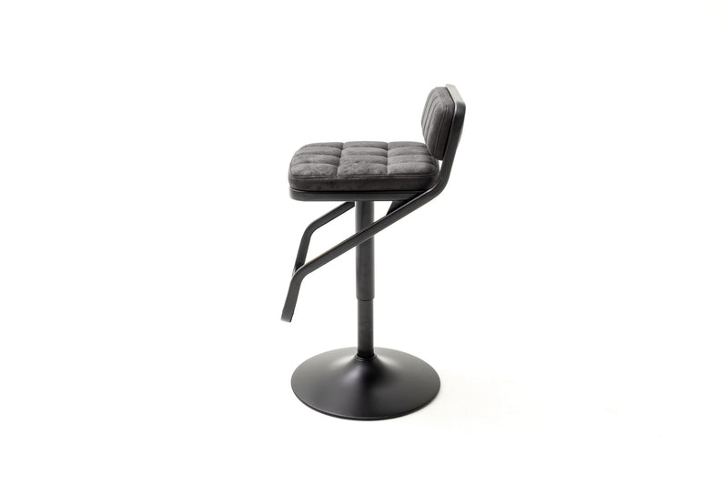 Set 2 scaune de bar rotative tapitate cu stofa si picioare metalice, Dundee Antracit / Negru, l42xA50xH80-102 cm (2)