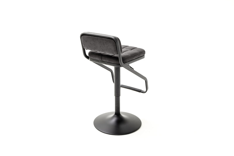 Set 2 scaune de bar rotative tapitate cu stofa si picioare metalice, Dundee Antracit / Negru, l42xA50xH80-102 cm (4)