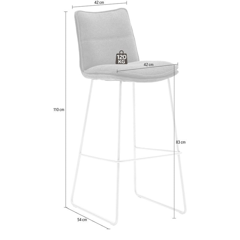 Set 2 scaune de bar rotative tapitate cu stofa si picioare metalice, Hampton Antracit / Crom, l45xA54xH110 cm (6)