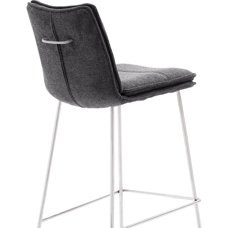 Set 2 scaune de bar rotative tapitate cu stofa si picioare metalice, Hampton Antracit / Crom, l45xA54xH110 cm (4)