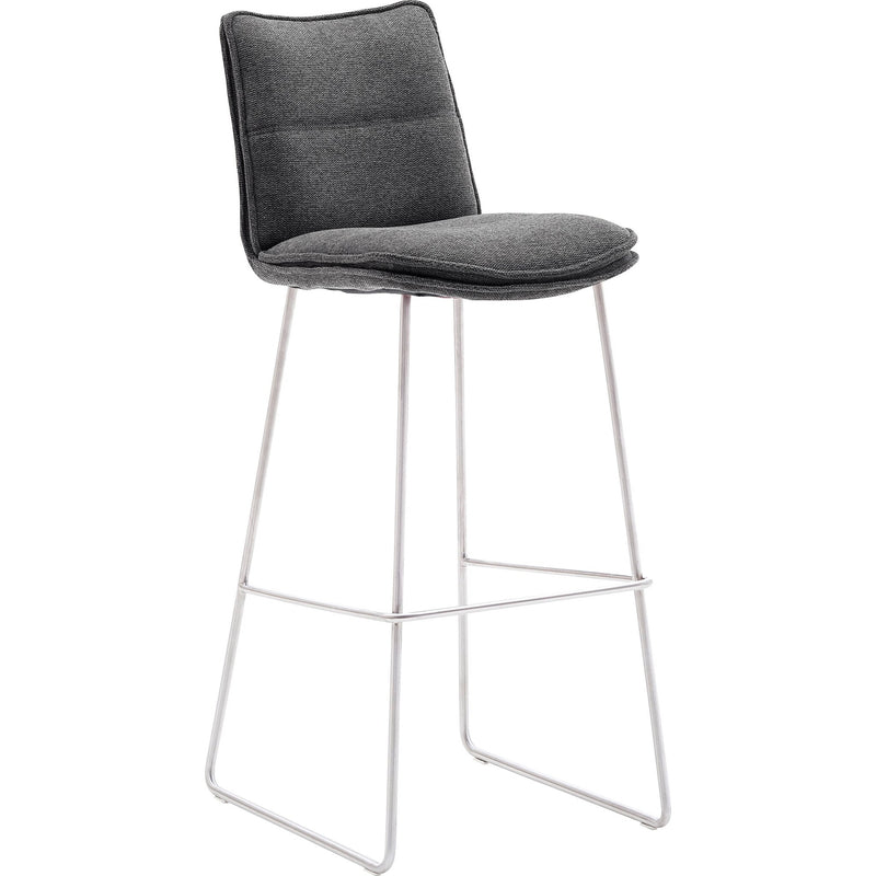 Set 2 scaune de bar rotative tapitate cu stofa si picioare metalice, Hampton Antracit / Crom, l45xA54xH110 cm (2)