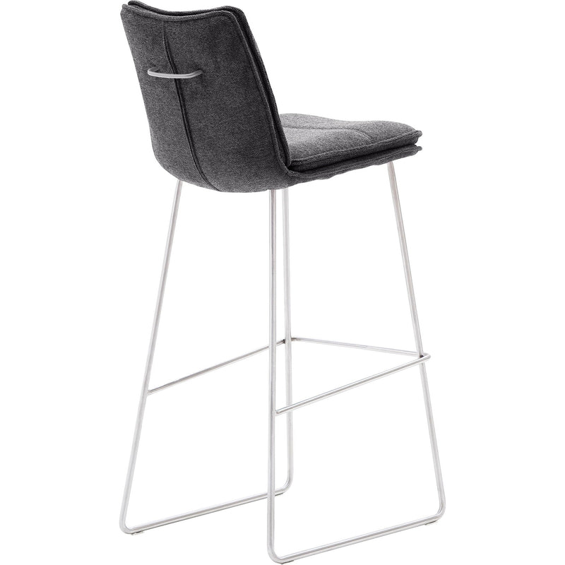 Set 2 scaune de bar rotative tapitate cu stofa si picioare metalice, Hampton Antracit / Crom, l45xA54xH110 cm (3)