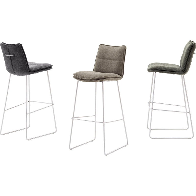 Set 2 scaune de bar rotative tapitate cu stofa si picioare metalice, Hampton Antracit / Crom, l45xA54xH110 cm (1)