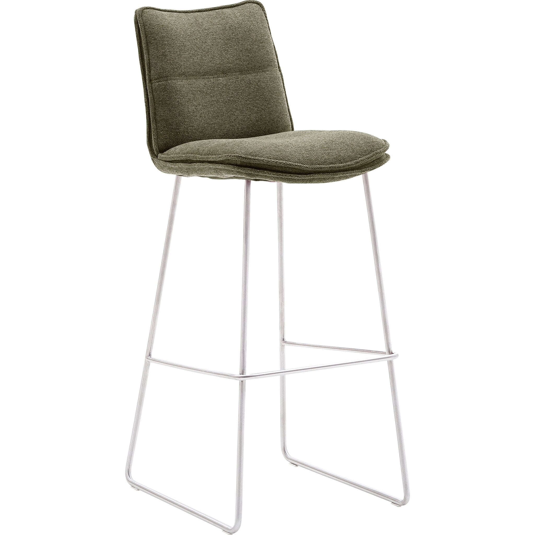 Set 2 scaune de bar rotative tapitate cu stofa si picioare metalice, Hampton Verde Olive / Crom, l45xA54xH110 cm (1)