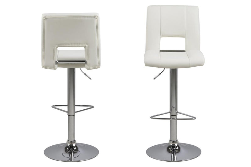 Set 2 scaune de bar tapitate cu piele ecologica si picior metalic Sylvia Alb / Crom, l41,5xA52xH115 cm (1)
