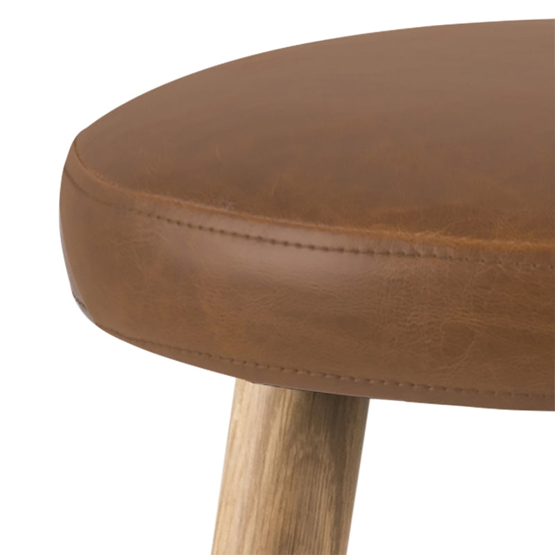 Set 2 scaune de bar tapitate cu piele ecologica si picioare din lemn Hector Maro / Stejar, Ø41xH77 cm (5)