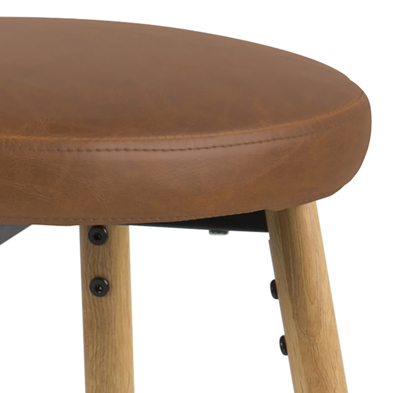 Set 2 scaune de bar tapitate cu piele ecologica si picioare din lemn Hector Maro / Stejar, Ø41xH77 cm (4)
