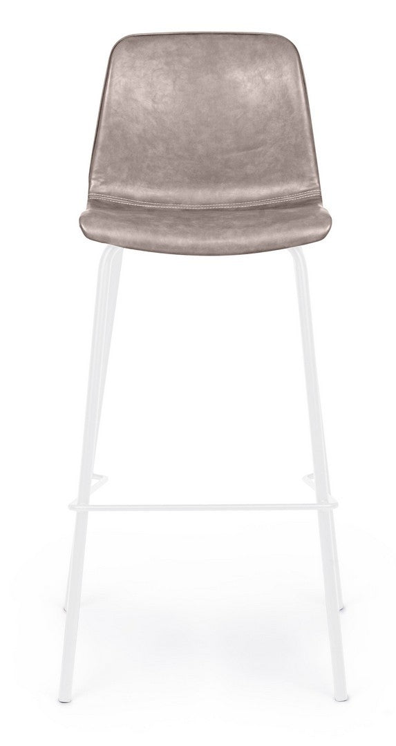Set 2 scaune de bar tapitate cu piele ecologica si picioare metalice Kyra Bej / Alb, l39xA44xH103,5 cm (1)
