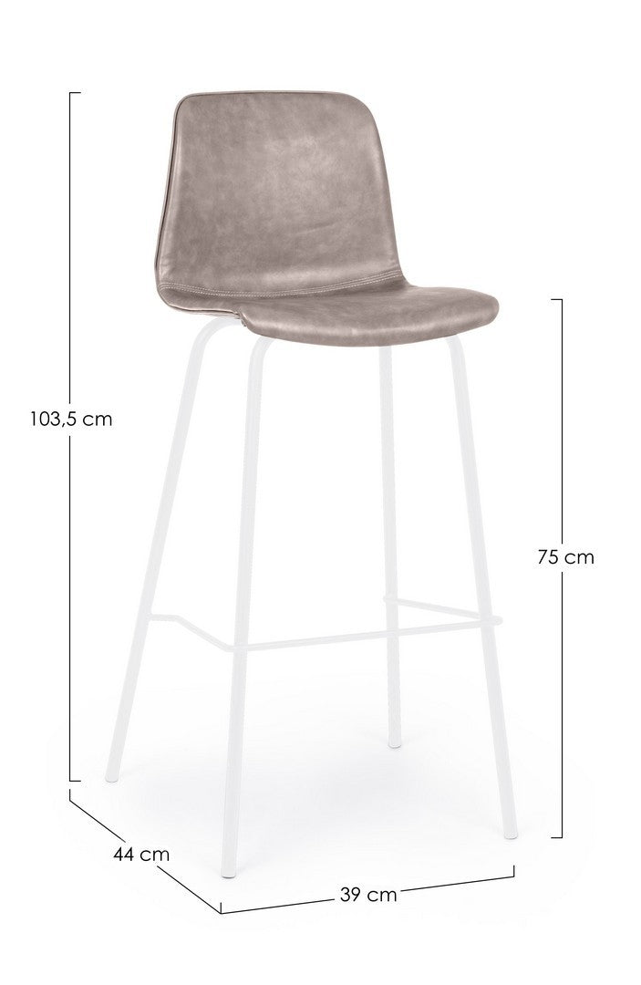 Set 2 scaune de bar tapitate cu piele ecologica si picioare metalice Kyra Bej / Alb, l39xA44xH103,5 cm (3)