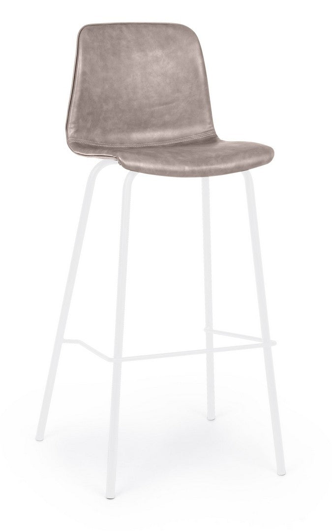 Set 2 scaune de bar tapitate cu piele ecologica si picioare metalice Kyra Bej / Alb, l39xA44xH103,5 cm (2)