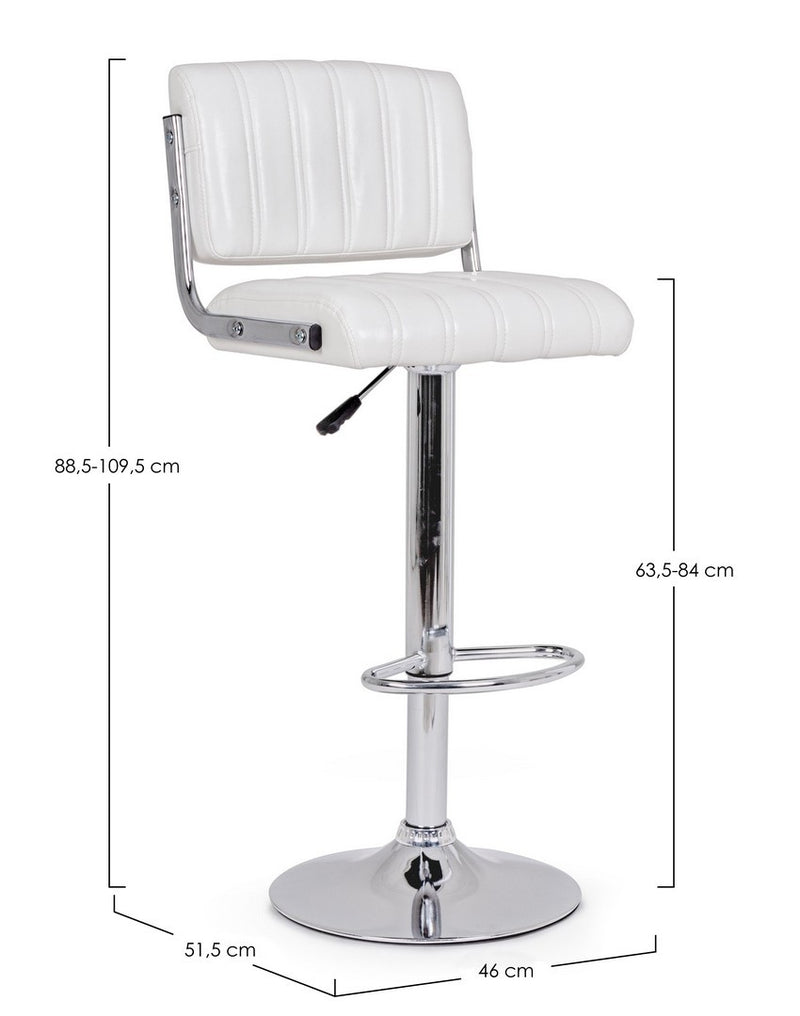Set 2 scaune de bar tapitate cu piele ecologica si picior metalic Barclay Alb / Crom, l46xA51,5xH88,5-109,5 cm (5)