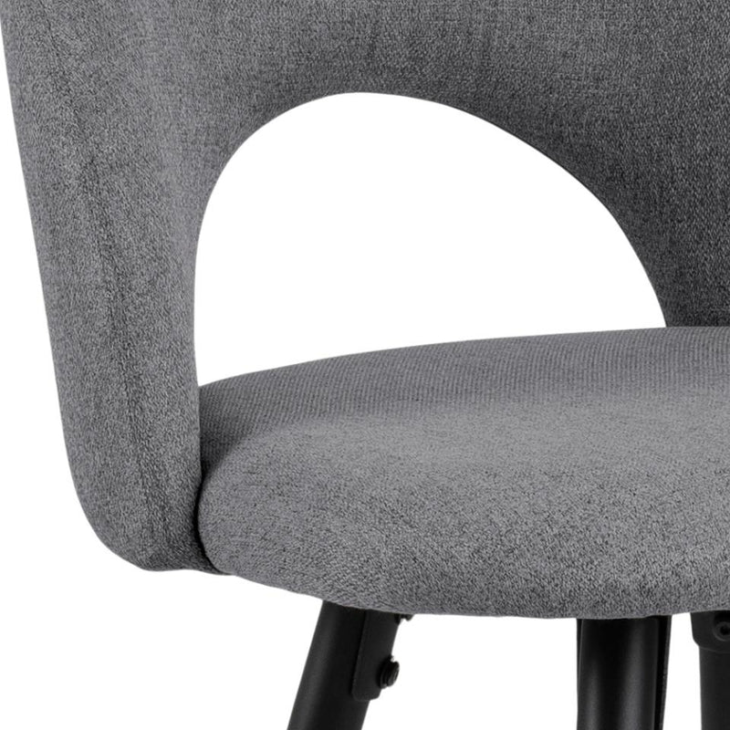 Set 2 scaune de bar tapitate cu stofa si picioare metalice Ayla Gri deschis / Negru, l45xA55xH105 cm (7)