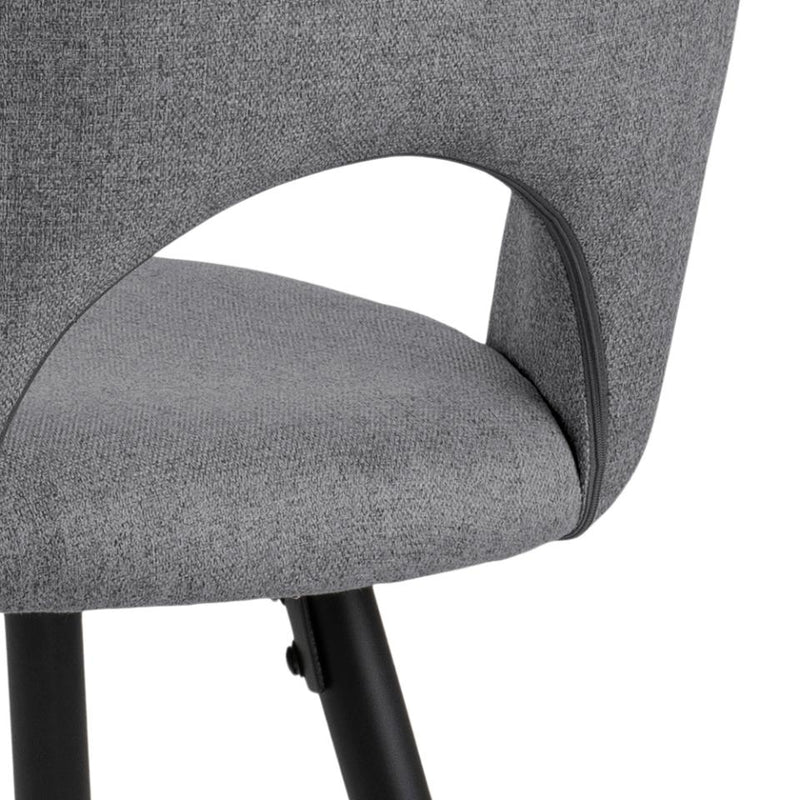 Set 2 scaune de bar tapitate cu stofa si picioare metalice Ayla Gri deschis / Negru, l45xA55xH105 cm (6)