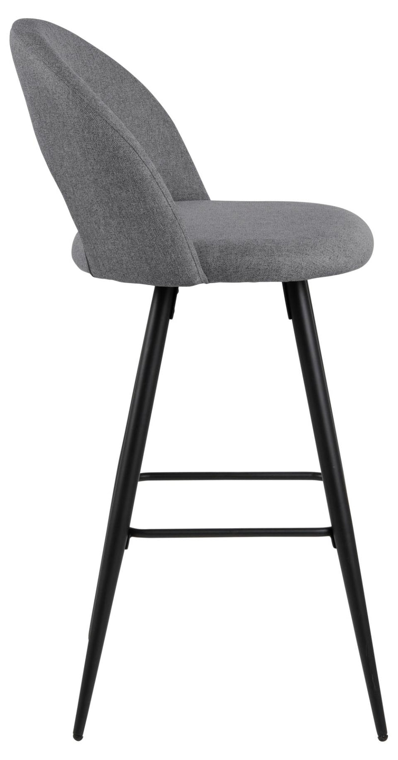Set 2 scaune de bar tapitate cu stofa si picioare metalice Ayla Gri deschis / Negru, l45xA55xH105 cm (4)