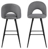 Set 2 scaune de bar tapitate cu stofa si picioare metalice Ayla Gri deschis / Negru, l45xA55xH105 cm (3)