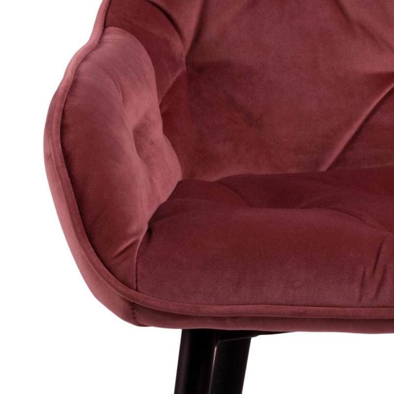 Set 2 scaune de bar tapitate cu stofa si picioare metalice Brooke Velvet Roz Inchis / Negru, l52xA53xH104 cm (6)