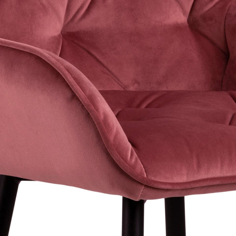 Set 2 scaune de bar tapitate cu stofa si picioare metalice Brooke Velvet Roz Inchis / Negru, l52xA53xH104 cm (5)