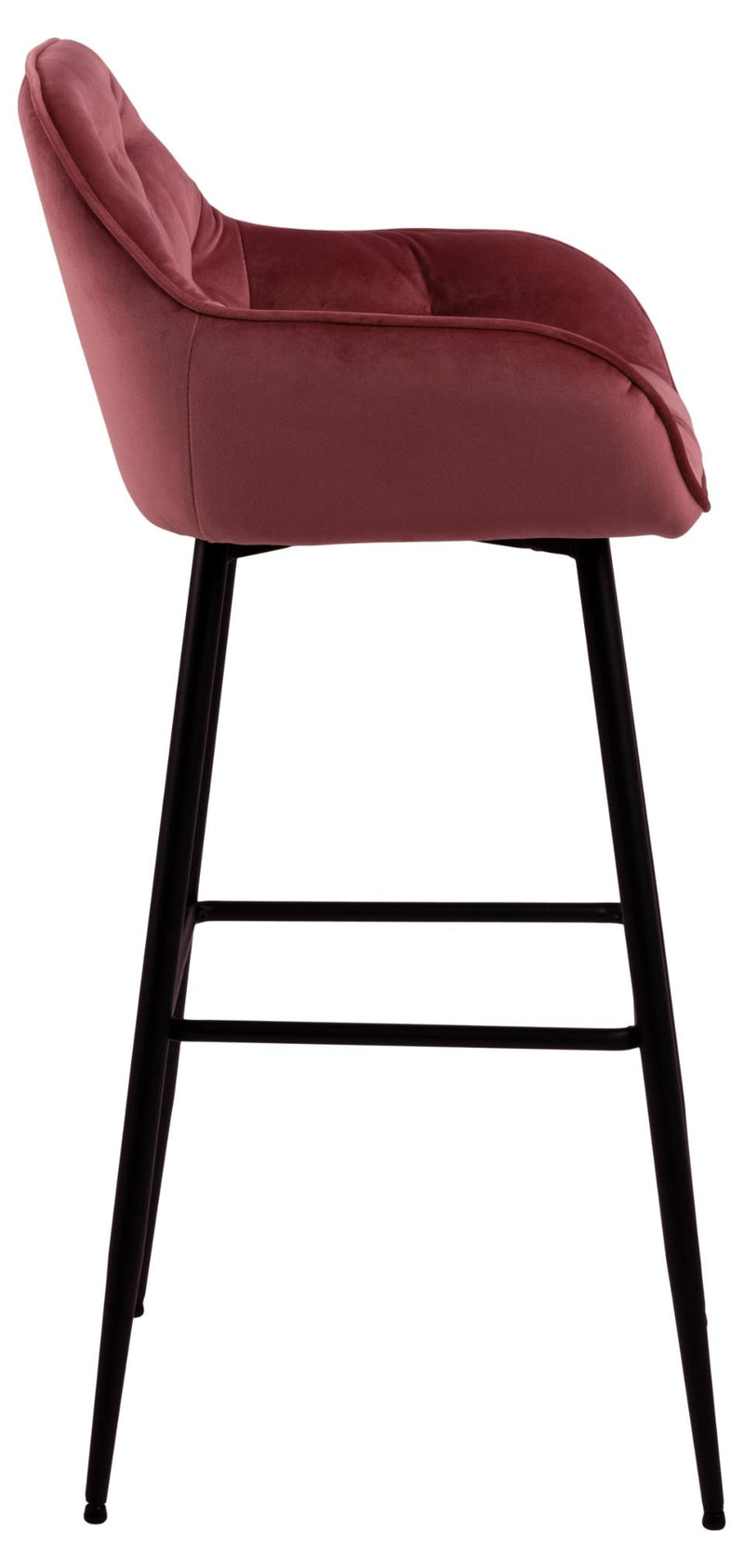 Set 2 scaune de bar tapitate cu stofa si picioare metalice Brooke Velvet Roz Inchis / Negru, l52xA53xH104 cm (4)