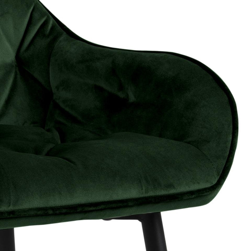 Set 2 scaune de bar tapitate cu stofa si picioare metalice, Brooke Velvet Verde / Negru, l52xA53xH104 cm (5)