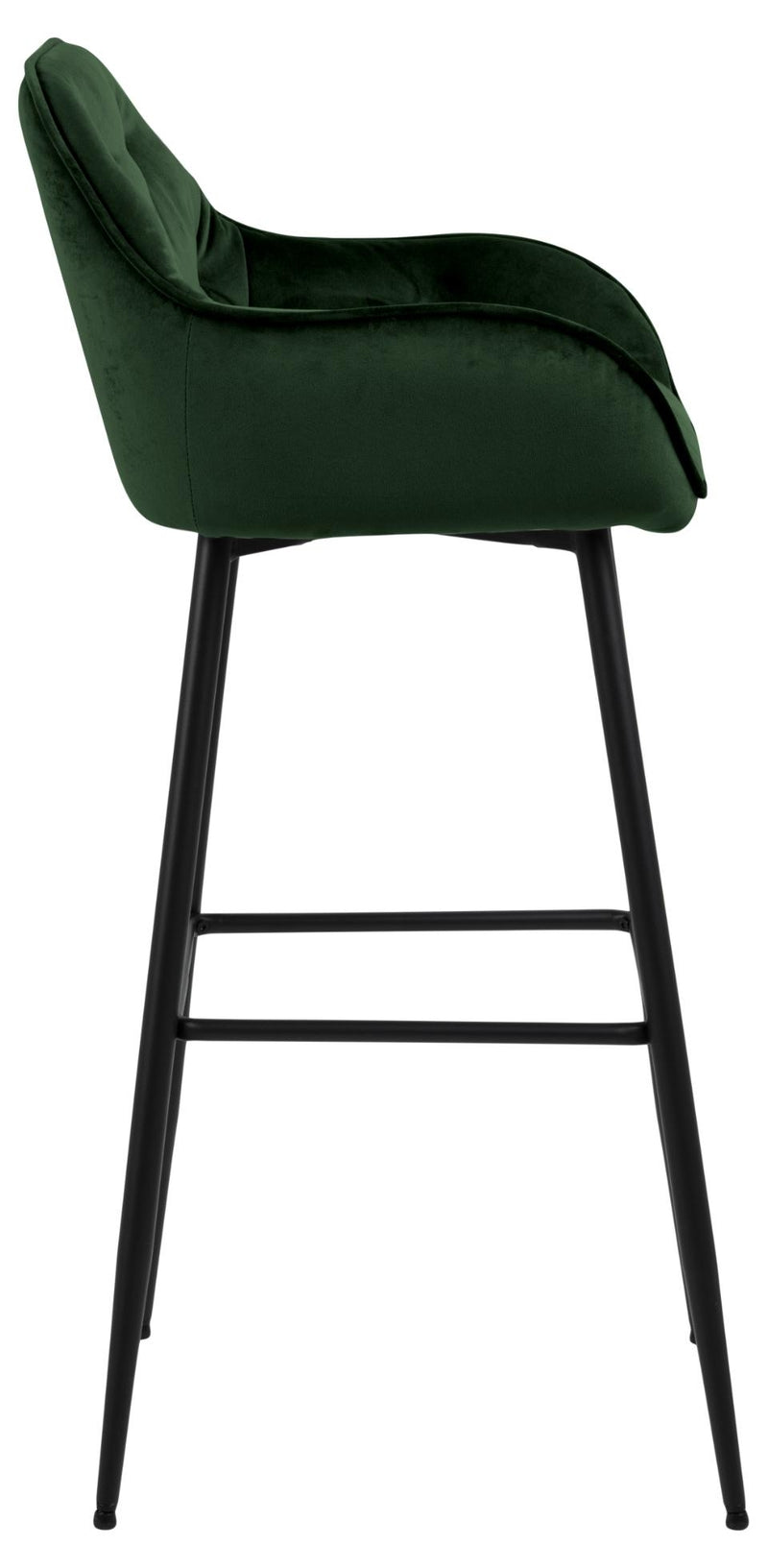 Set 2 scaune de bar tapitate cu stofa si picioare metalice, Brooke Velvet Verde / Negru, l52xA53xH104 cm (4)