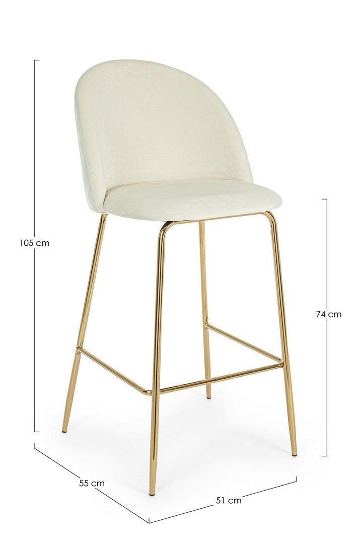 Set 2 scaune de bar tapitate cu stofa si picioare metalice Carry Velvet Alb / Auriu, l51xA55xH105 cm (6)