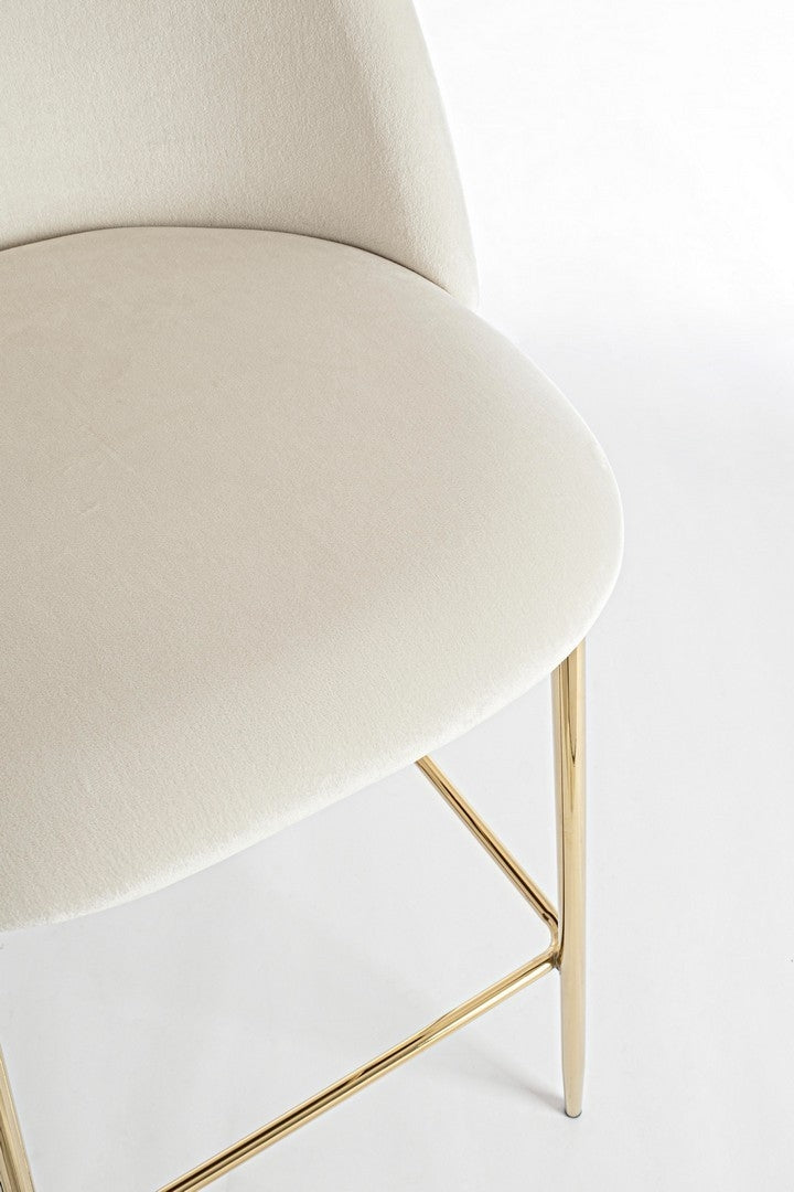 Set 2 scaune de bar tapitate cu stofa si picioare metalice Carry Velvet Alb / Auriu, l51xA55xH105 cm (5)