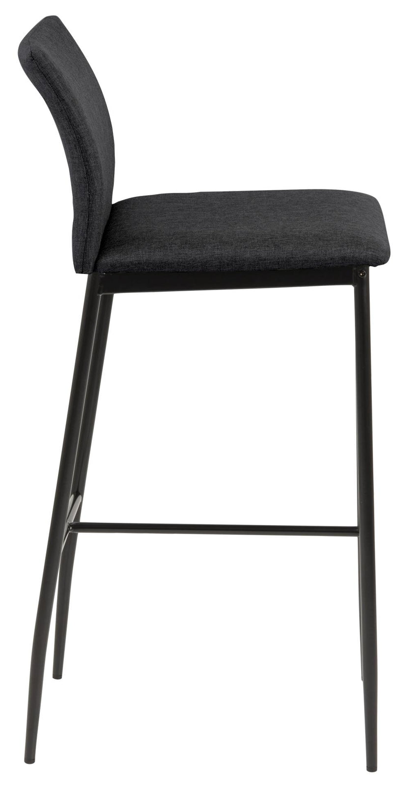 Set 2 scaune de bar tapitate cu stofa si picioare metalice Demina Gri inchis / Negru, l41,5xA50xH100,5 cm (4)