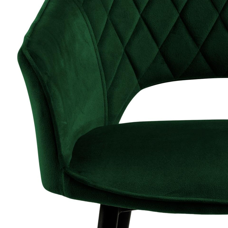 Set 2 scaune de bar tapitate cu stofa si picioare metalice, Felina Velvet Verde / Negru, l54,5xA53,5xH104,5 cm (3)