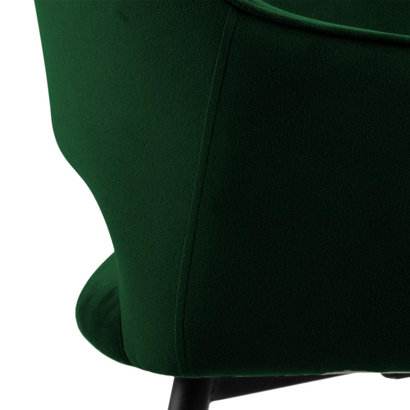 Set 2 scaune de bar tapitate cu stofa si picioare metalice, Felina Velvet Verde / Negru, l54,5xA53,5xH104,5 cm (6)