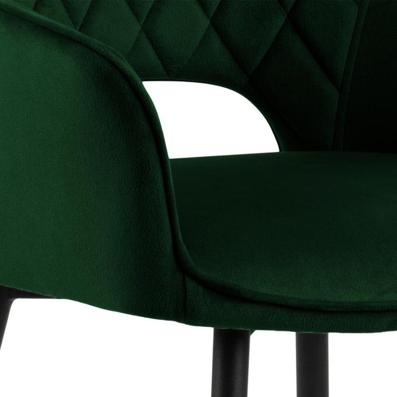 Set 2 scaune de bar tapitate cu stofa si picioare metalice, Felina Velvet Verde / Negru, l54,5xA53,5xH104,5 cm (5)