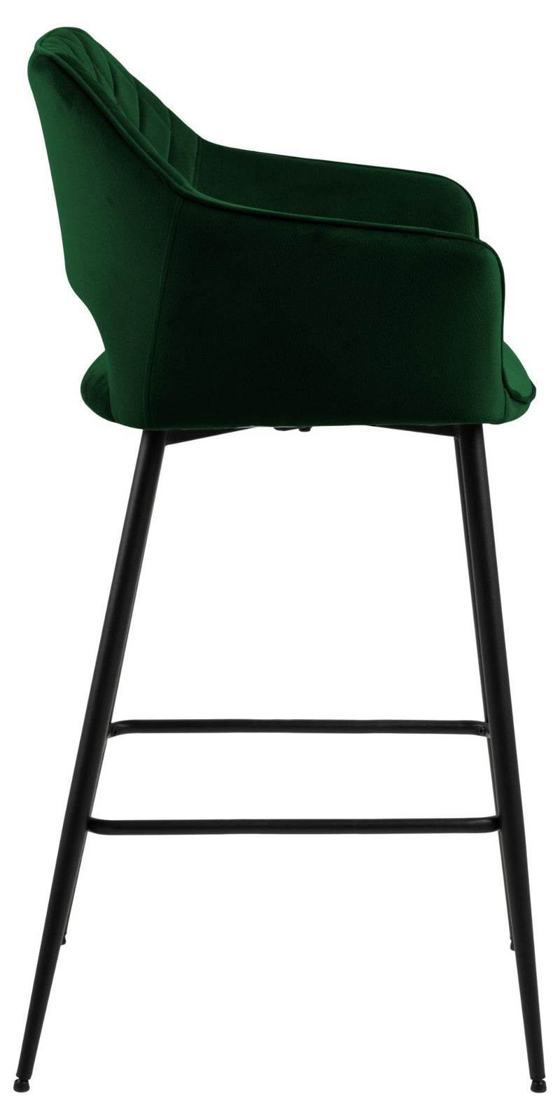Set 2 scaune de bar tapitate cu stofa si picioare metalice, Felina Velvet Verde / Negru, l54,5xA53,5xH104,5 cm (2)