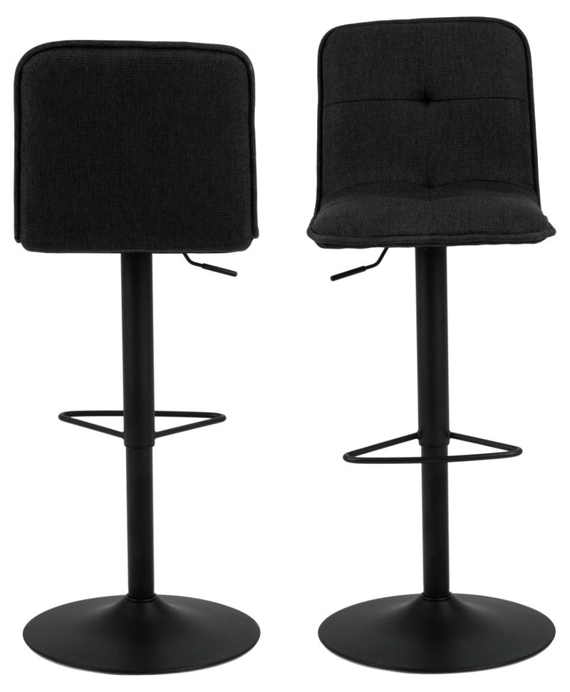 Set 2 scaune de bar rotative tapitate cu stofa si picior metalic, Hellen Antracit / Negru, l45xA54xH113 cm (1)