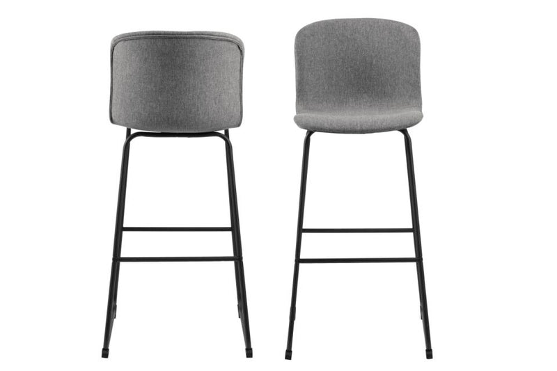 Set 2 scaune de bar tapitate cu stofa si picioare metalice Story Gri / Negru, l48xA57xH105,5 cm (1)