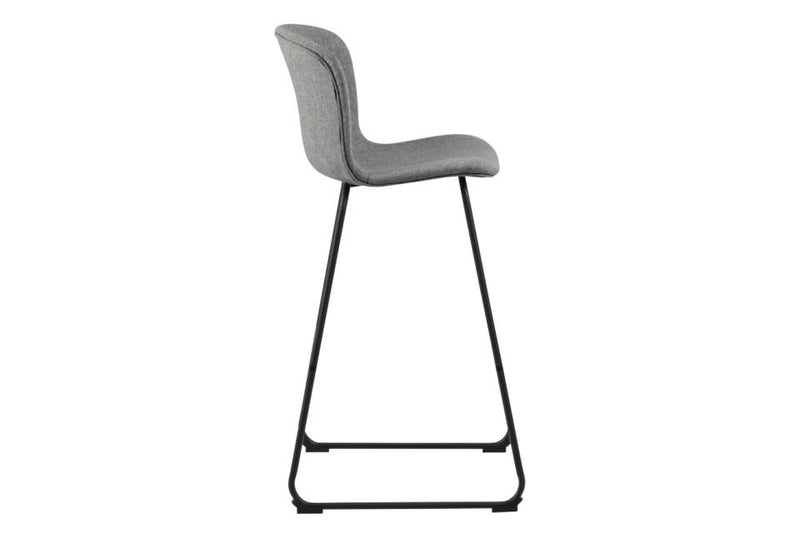 Set 2 scaune de bar tapitate cu stofa si picioare metalice Story Gri / Negru, l48xA57xH105,5 cm (2)