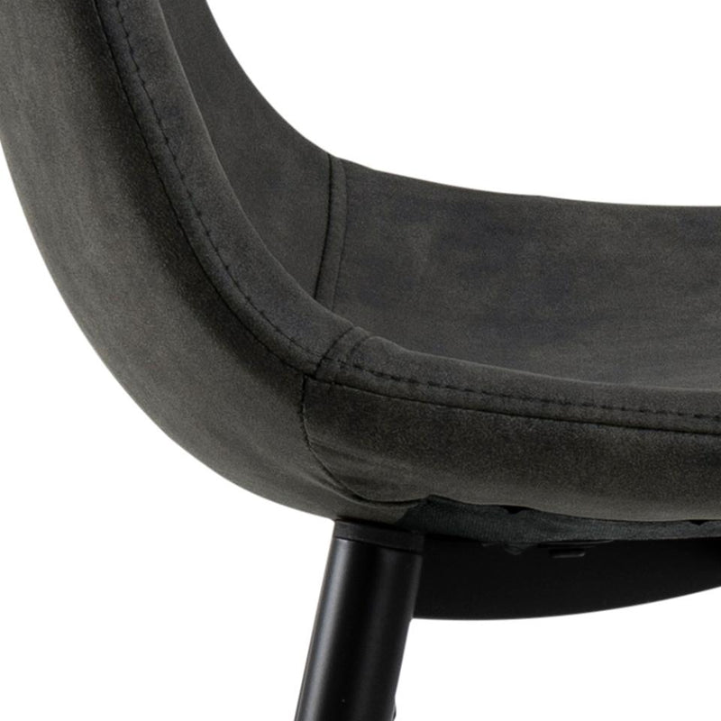 Set 2 scaune de bar tapitate cu stofa si picioare metalice, Wilma Antracit / Negru, l43,5xA48,5xH91 cm (4)