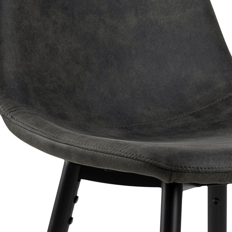 Set 2 scaune de bar tapitate cu stofa si picioare metalice, Wilma Antracit / Negru, l43,5xA48,5xH91 cm (3)